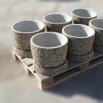 Betónový kruhový kvetináč | priemer 40 × 34 cm |  riečny kameň so sivým cementom