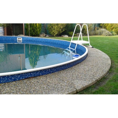 Dlaždice okolo kruhového bazéna - vymývaný betón | R4 | 45,7/52 x 45×4 cm | kruh 620 - 670 cm