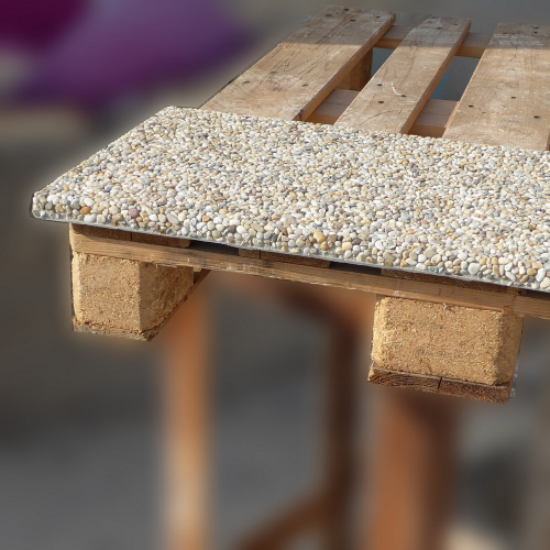 Schodová obkladová platňa 60 x 11 x 2,5 - riečny kameň so sivým cementom