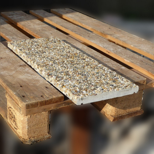 Strieška na múrik plochá 60 x 14 x 2,5 - riečny kameň so sivým cementom